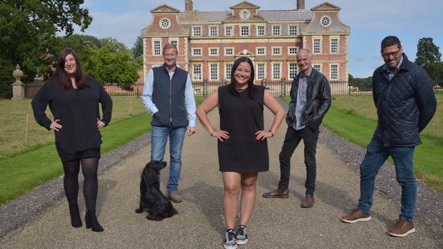 Abbie Panks, Lord Tom Raynham, Gilly the dog, Samira Williams, Sam Booker and Tom Branston - Credit - Eastern Daily Press